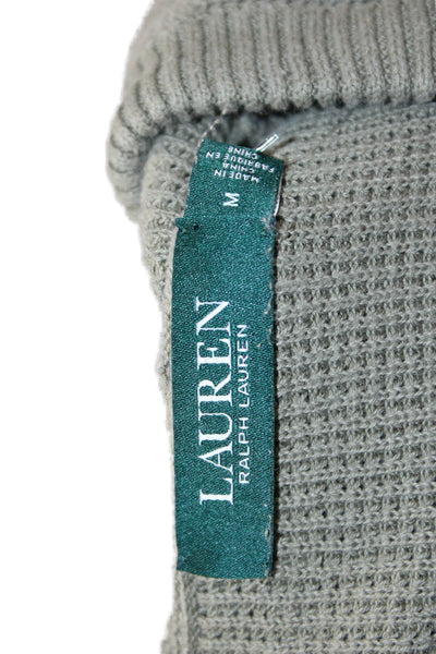 Lauren Ralph Lauren Womens Green Pullover Hoodie V-Neck Cotton Size M