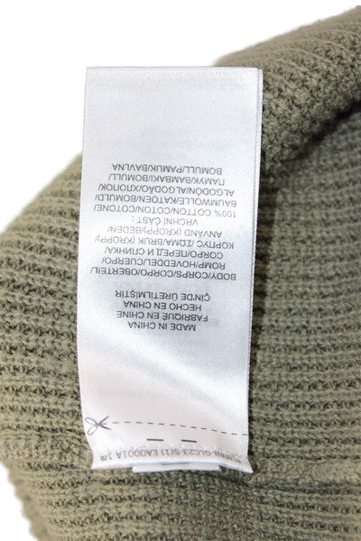 Lauren Ralph Lauren Womens Green Pullover Hoodie V-Neck Cotton Size M