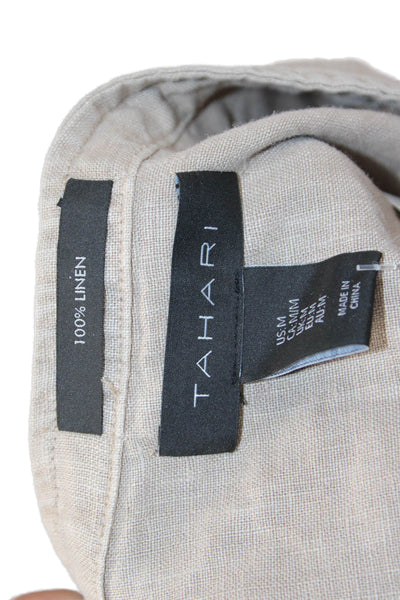 Tahari Womens Beige 100% Linen Button Long Sleeve Jacket Size M