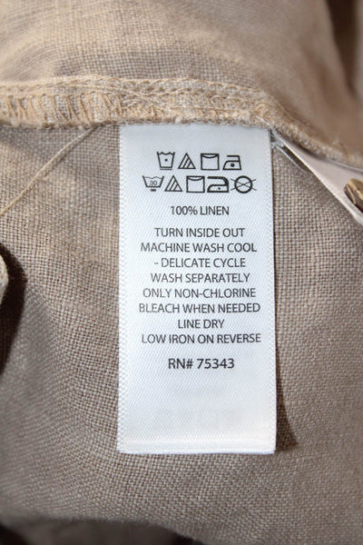 Tahari Womens Beige 100% Linen Button Long Sleeve Jacket Size M
