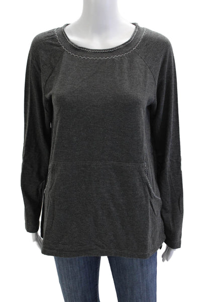 Max Studio Womens Basic Dark Gray Crew Neck Long Sleeve Sweater Size S