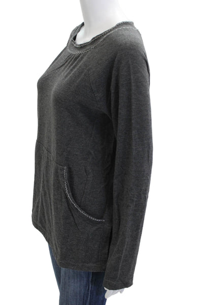 Max Studio Womens Basic Dark Gray Crew Neck Long Sleeve Sweater Size S