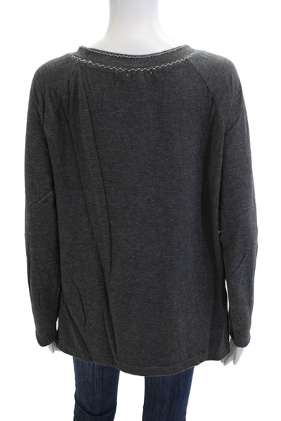 Max Studio Womens Basic Dark Gray Crew Neck Long Sleeve Sweater Size S
