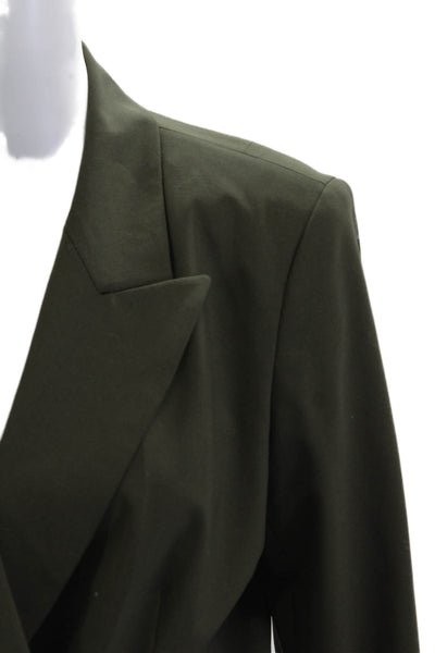 Lafayette 148 New York Women Military Jacket Green Collared Button Size 10
