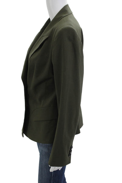 Lafayette 148 New York Women Military Jacket Green Collared Button Size 10