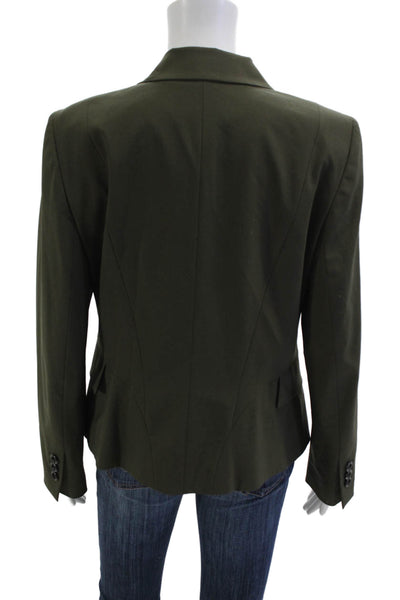 Lafayette 148 New York Women Military Jacket Green Collared Button Size 10