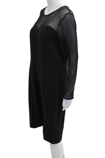 Tahari Women Sheath Dress Black Long Sleeve Zip Round Neck Size 10