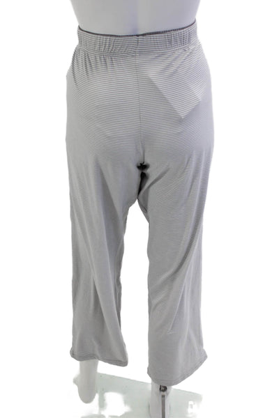Tahari Women Jogger Pants Gray Striped Drawstring 95% Polyester Size M
