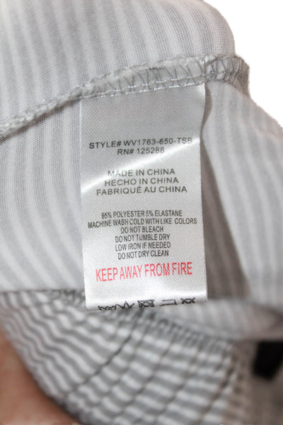 Tahari Women Jogger Pants Gray Striped Drawstring 95% Polyester Size M