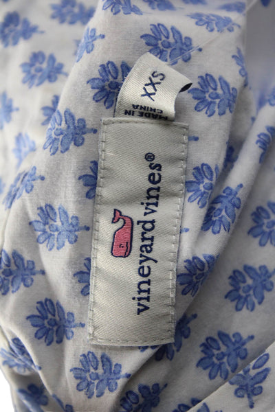Vineyard Vines Women Shift Dress Light Blue Floral V Neck Short Sleeve Size 2XS