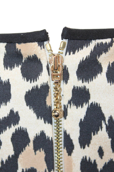 Kate Spade Womens Sheath Dress Beige Cotton Crew Neck Sleeveless Zip Size 2