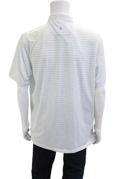 Johnnie-o Mens Collared Striped Short Sleeve Polo Top White Size L