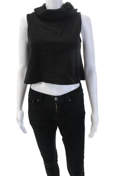 Mtwtfss Weekday Women Cropped Black Turtleneck Tank Gothic 100% Cotton Size XS