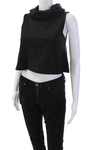 Mtwtfss Weekday Women Cropped Black Turtleneck Tank Gothic 100% Cotton Size XS