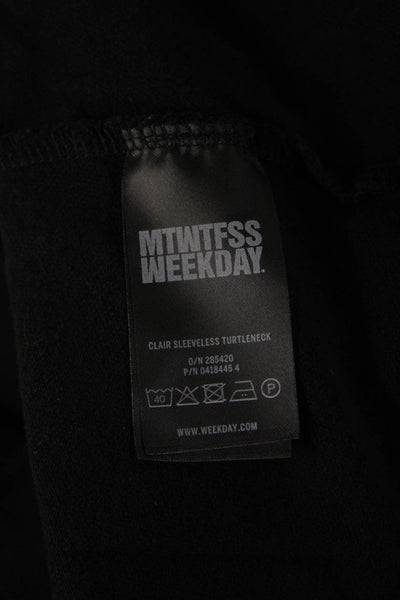 Mtwtfss Weekday Women Cropped Black Turtleneck Tank Gothic 100% Cotton Size XS