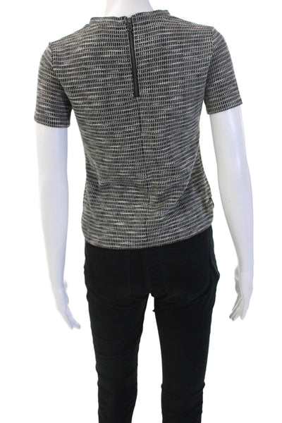 Club Monaco Womens Black Geometric Crew T-Shirt 90s Cotton Size XS