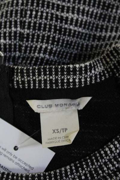 Club Monaco Womens Black Geometric Crew T-Shirt 90s Cotton Size XS