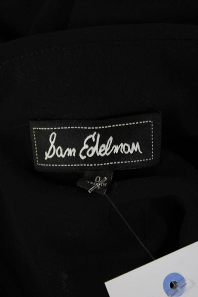 Sam Edelman Womens Cropped Collared Button-Up Top Short Sleeve Black Size 0