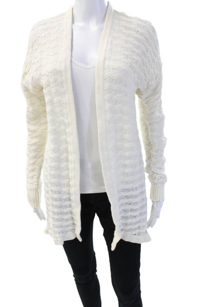 Jamison Unisex Cardigan White V-Neck Wool Blend Long Sleeve Size XS