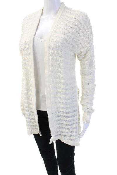 Jamison Unisex Cardigan White V-Neck Wool Blend Long Sleeve Size XS