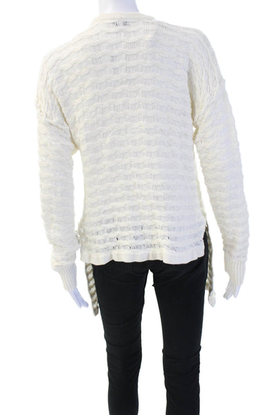 Jamison Unisex Cardigan White V-Neck Wool Blend Long Sleeve Size XS