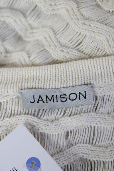 Jamison Unisex Cardigan White V-Neck Wool Blend Long Sleeve Size XS