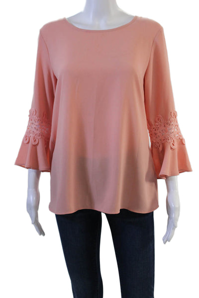 Neiman Marcus Women Tunic Blouse Pink 3/4 Sleeve Round Neck Polyester Size XS
