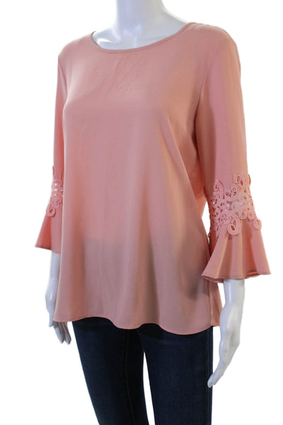 Neiman Marcus Women Tunic Blouse Pink 3/4 Sleeve Round Neck Polyester Size XS