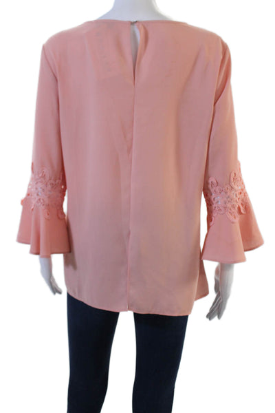 Neiman Marcus Women Tunic Blouse Pink 3/4 Sleeve Round Neck Polyester Size XS