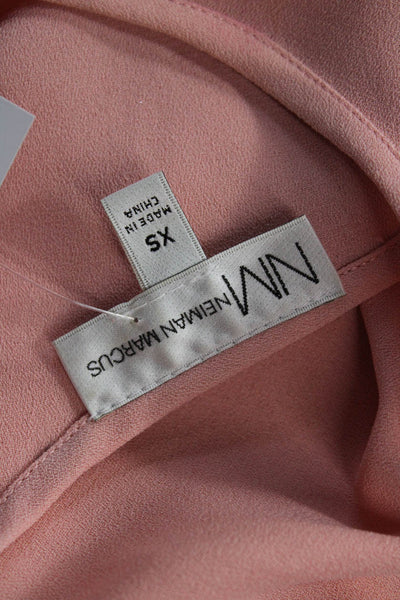 Neiman Marcus Women Tunic Blouse Pink 3/4 Sleeve Round Neck Polyester Size XS