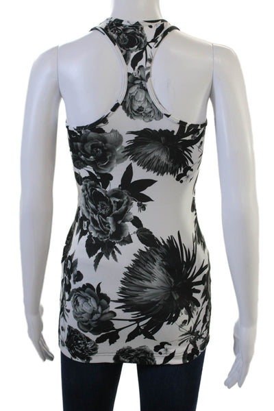Lululemon Women Black Floral Round Neck Tank Nylon Blend Size S