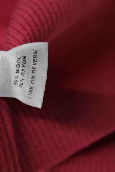St. John Sport Unisex Pink V-Neck Button Cardigan Sweater 55% Wool Size S