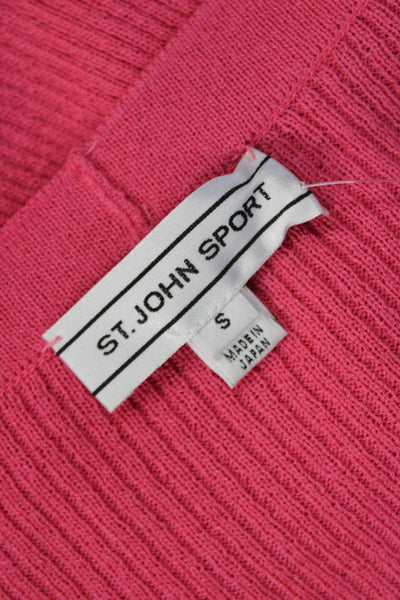 St. John Sport Unisex Pink V-Neck Button Cardigan Sweater 55% Wool Size S
