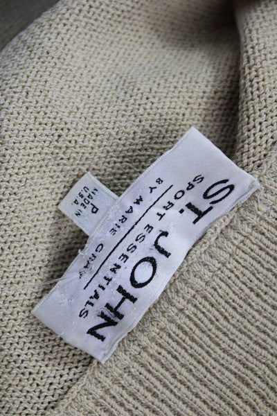 St. John Sport Unisex Beige Wool Blend Argyle Full Zip Cardigan Size PP