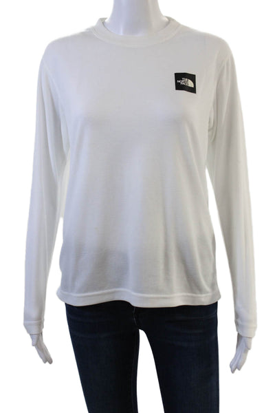 The North Face Women Basic Long Sleeve Crew Neck White Polyester T-Shirt Size M
