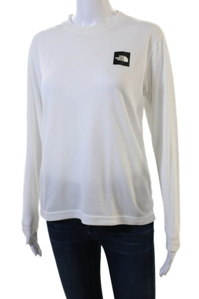 The North Face Women Basic Long Sleeve Crew Neck White Polyester T-Shirt Size M