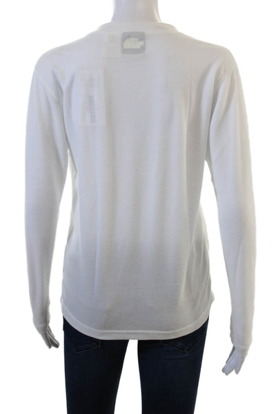 The North Face Women Basic Long Sleeve Crew Neck White Polyester T-Shirt Size M