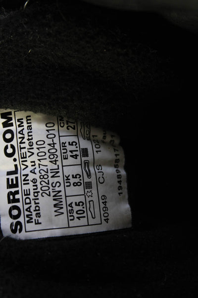 Sorel Womens Lace Up Waterproof Chunky Sneakers Black White Suede Size 10.5