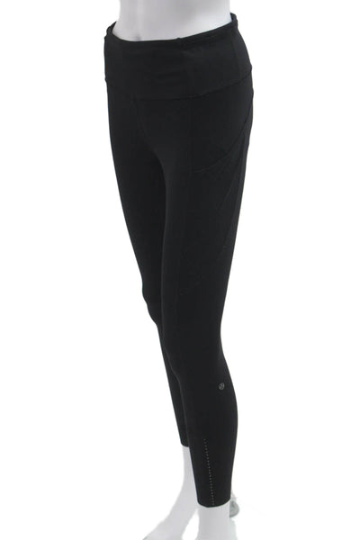 Lululemon Womens Ankle Leggings Worktout Black Nylon Size 6