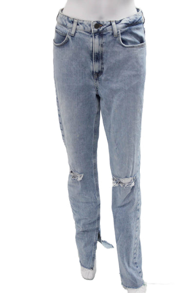 Zara Womens Light Blue High Waist Boyfriend Straight Jeans Size 6