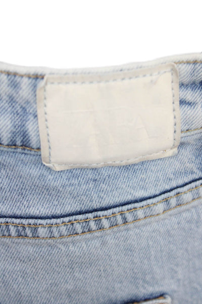 Zara Womens Light Blue High Waist Boyfriend Straight Jeans Size 6