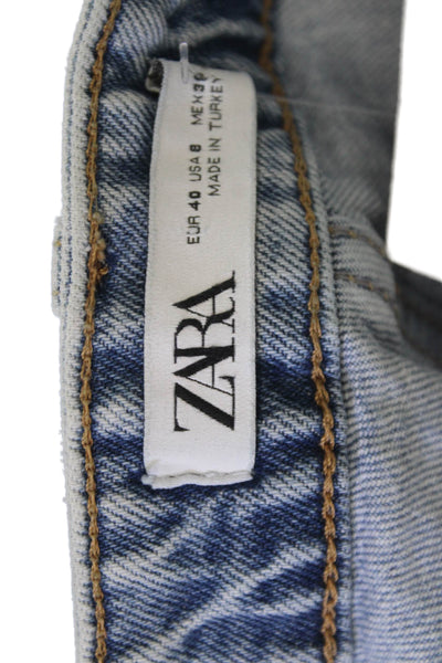 Zara Womens Light Blue High Waist Boyfriend Straight Jeans Size 6