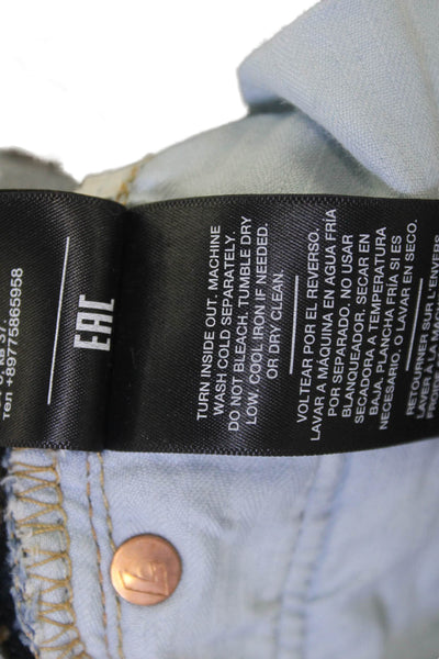 7 For All Mankind Womens Cropped Straight Jeans Blue Mid Rise Button Size 27