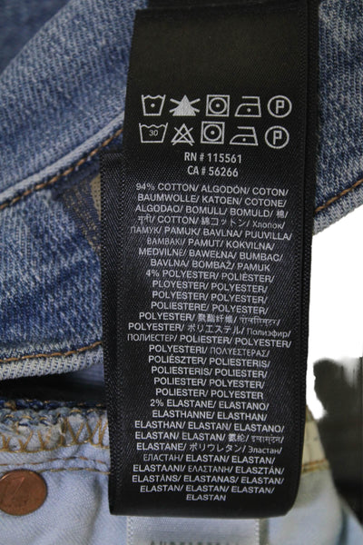7 For All Mankind Womens Cropped Straight Jeans Blue Mid Rise Button Size 27