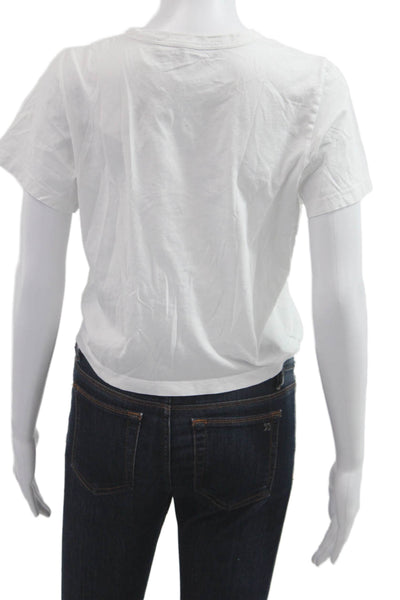 Veronica Beard Women White Pima Cotton Crew Neck Short Sleeve T-Shirt Size S