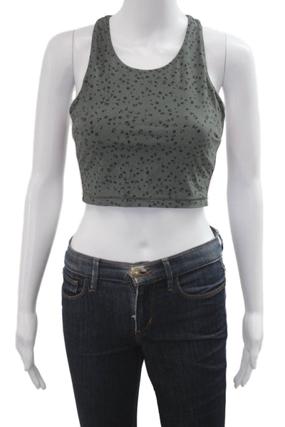 The Upside Women Cropped Tank Gray Animal Print Round Neck Sleeveless Size 6