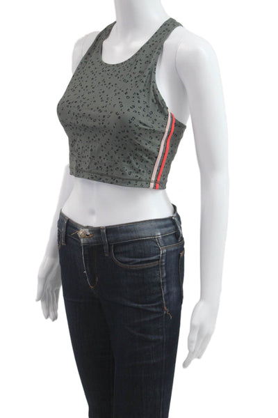 The Upside Women Cropped Tank Gray Animal Print Round Neck Sleeveless Size 6