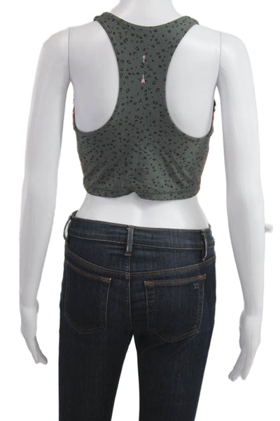 The Upside Women Cropped Tank Gray Animal Print Round Neck Sleeveless Size 6