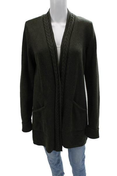 Tahari Unisex Cardigan Green Cotton Polyester Long Sleeve Solid Size M