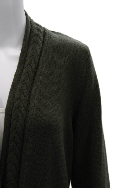 Tahari Unisex Cardigan Green Cotton Polyester Long Sleeve Solid Size M